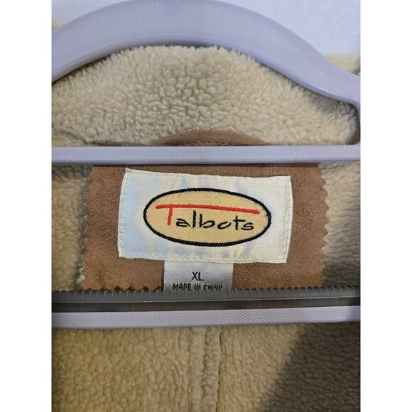[15] VINTAGE Talbots Y2K Tan Faux Suede Zip Up Jacket XL Penny Lane Rancher - Picture 3 of 13